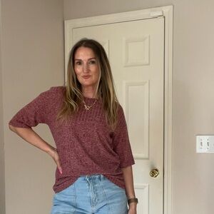 Women's Casual Ribbed Knit Top